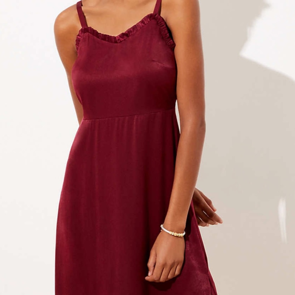 Loft Red Strappy Satin Dress